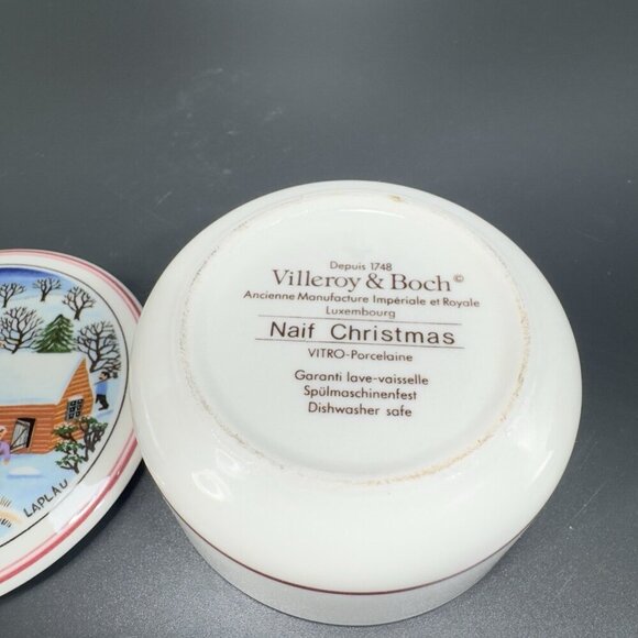 Villeroy & Boch Naif Christmas Round Trinket Box Jewelry Container Porcelain VTG - Picture 5 of 11